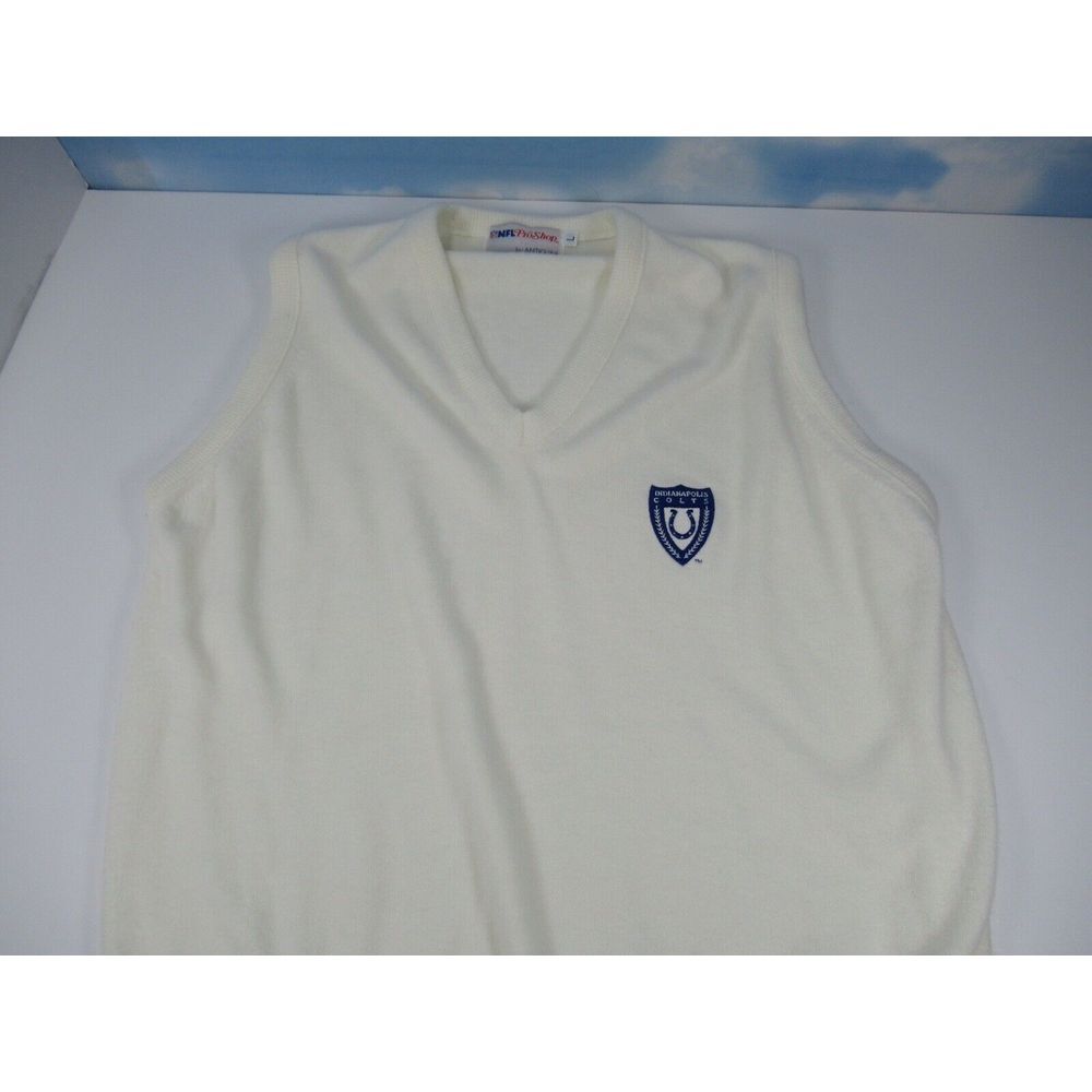 Indianapolis Coltst Vest V Neck Women's Large White NFL Pro Shop Antigua A18